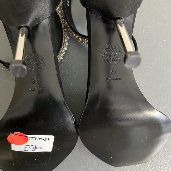 NWOT ALEXANDER MCQUEEN Crystal Strap Sandal in Black/Crystal/Silver (Size 37) - Picture 8 of 12
